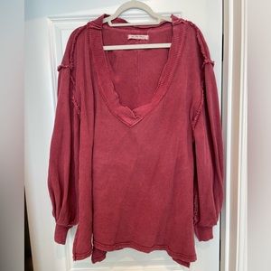 Free People Asher Thermal knit v- neck top